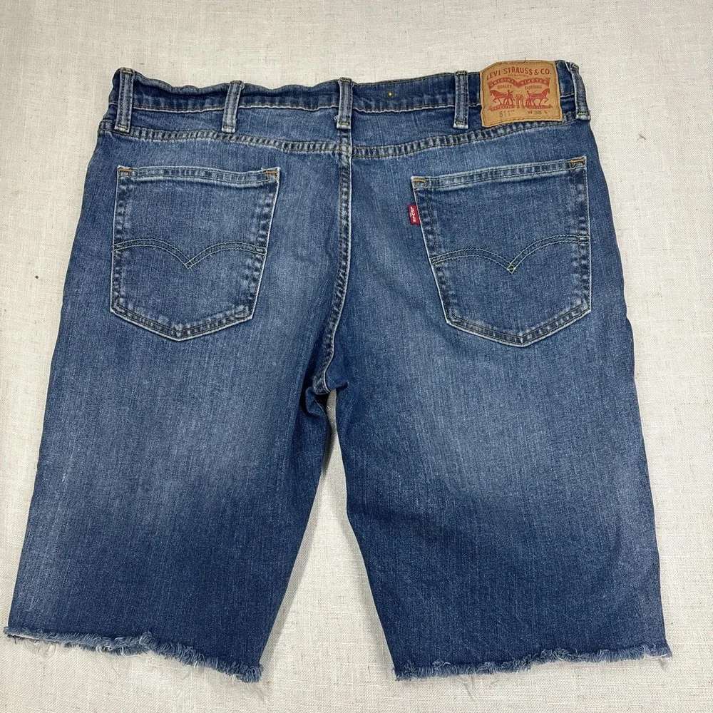 Levis Shorts Mens W38 Blue Slim Straight‎ Denim Cut Offs 511 Frayed